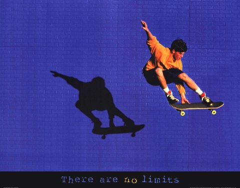 Framed There Are No Limits - Skateboarder Print