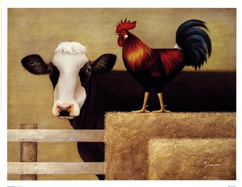 Framed Barnyard Cow Print