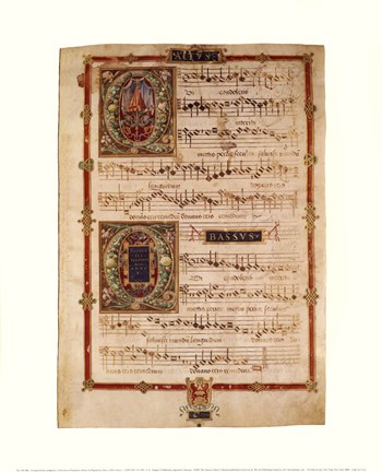 Framed Polyphonic Hymns Magnificats (Bass) Print