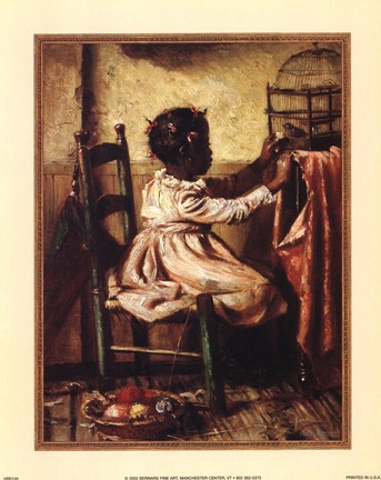 Framed Girl And Birdcage Print