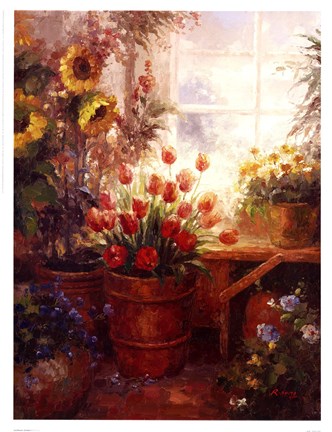 Framed Sunflower Garden I Print