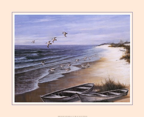 Framed Two Rowboats on Beach Print