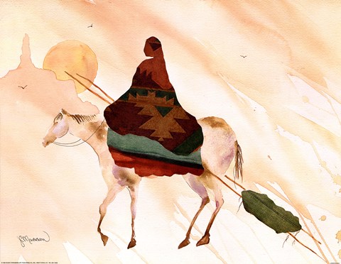 Framed On Horse At Sunset Print