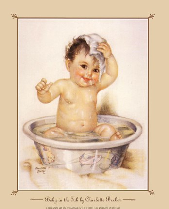 Framed Baby In The Tub Print
