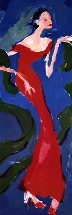 Framed Haute-Couture II (Red On Blue) Print