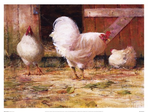 Framed White Leghorns Print