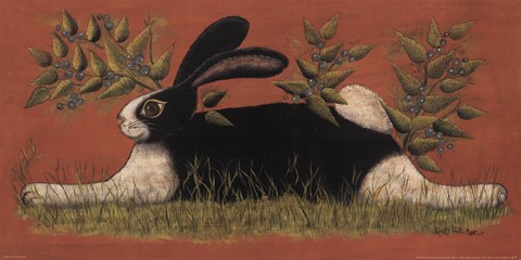 ★Original ART  ‘RABBIT' Amazon.com: Green Folk Bunny 20x12 Framed Art Print by Hilliker