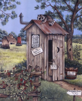 Framed Outhouse - Raccoon Print