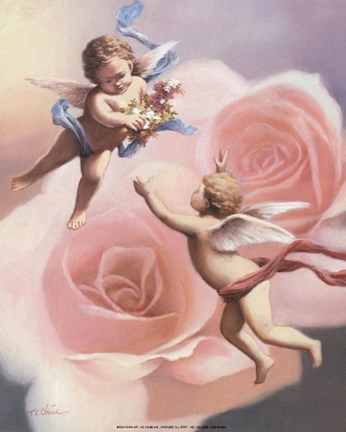 Framed Cherubs' Rose Print