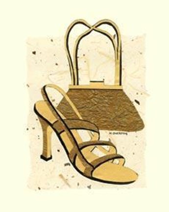 Framed Gold Shoe Purse Print