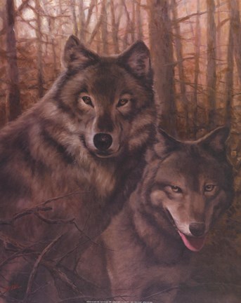 Framed Wolves Pair Print
