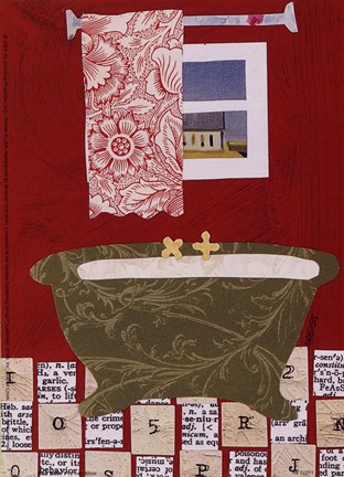 Framed Red Bath I Print