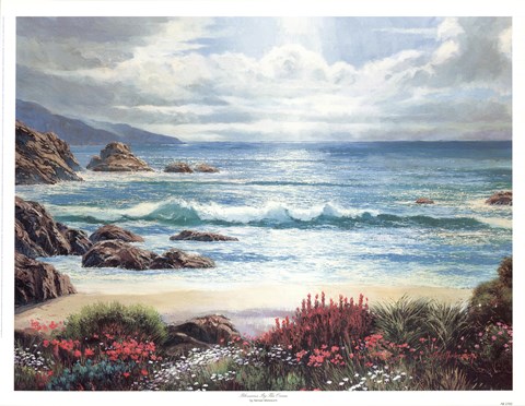 Framed Blossoms By The Ocean Print