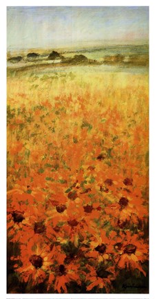 Framed Field With Sunflowers Print