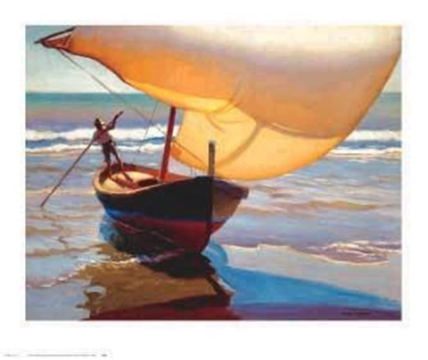 Framed Fishing Boat, Spain Print