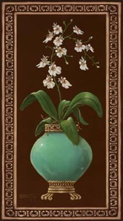 Framed Ginger Jar With Orchids I Print