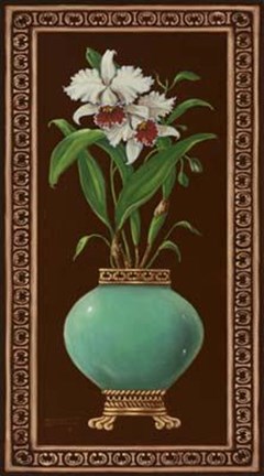 Framed Ginger Jar With Orchids II Print