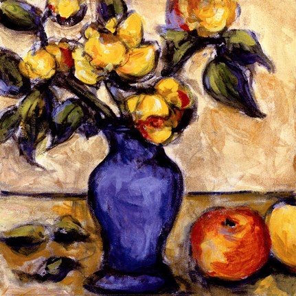Blue Vase Of Yellow Peonies by Nicole Etienne