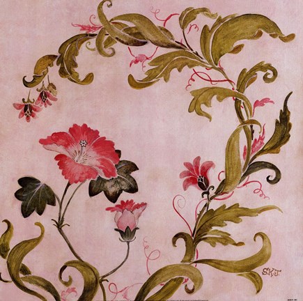 Framed Coral Vines Print