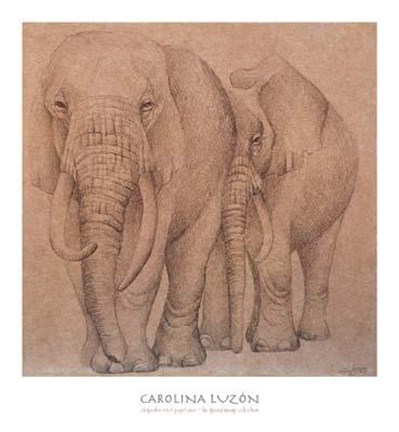 Framed Elefantes En El Papel Dos Print