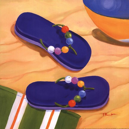 Framed Purple Flip Flops Print