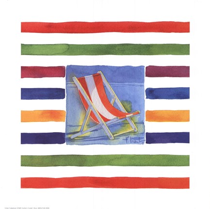Framed Cabana Stripe Sling Chair Print