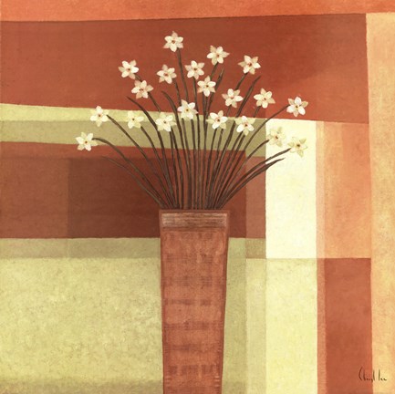 Framed Floral Geometry In Orange Print