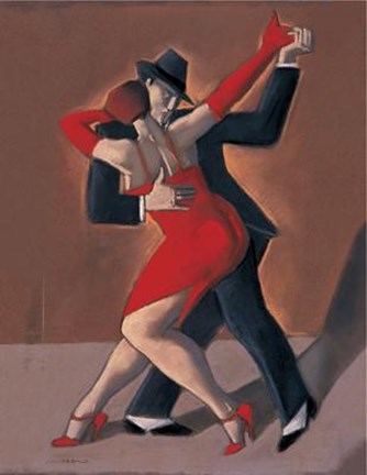 Framed Tango Rouge Et Noir Print