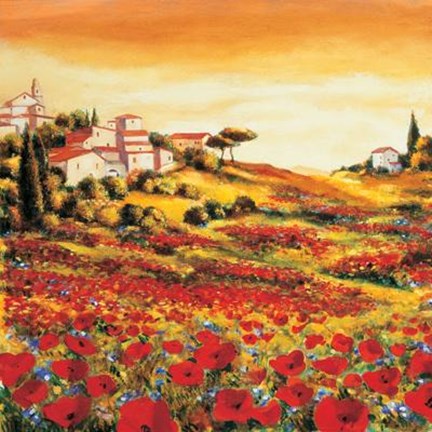 Framed Valley Of Poppies Print