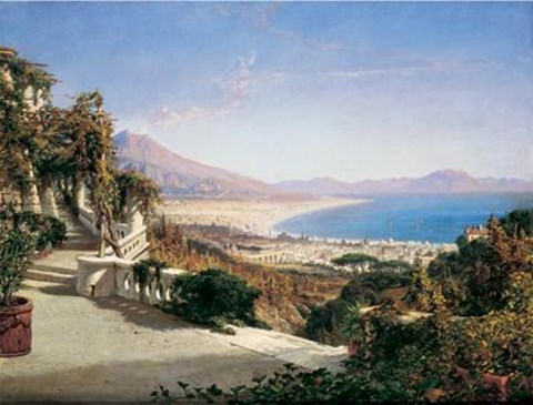 Framed View Of The Bay Of Naples Print