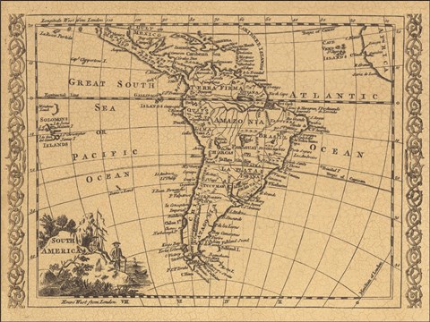 Framed South America, 1802 Print