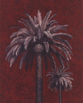 Framed Palm Study On Red Print