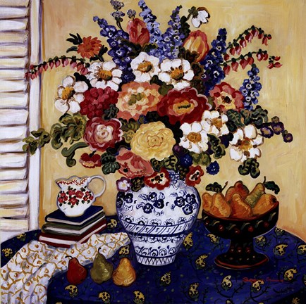 Framed Ann's Favorite Blue And White Floral Print