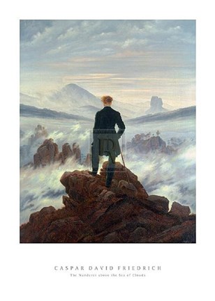 Framed Wanderer Above the Sea of Clouds Print