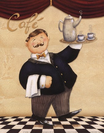 Framed Waiter - Cafe Print