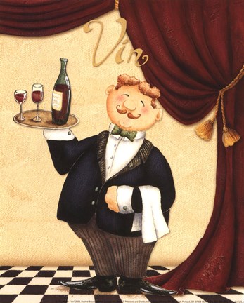 Framed Waiter - Vin Print