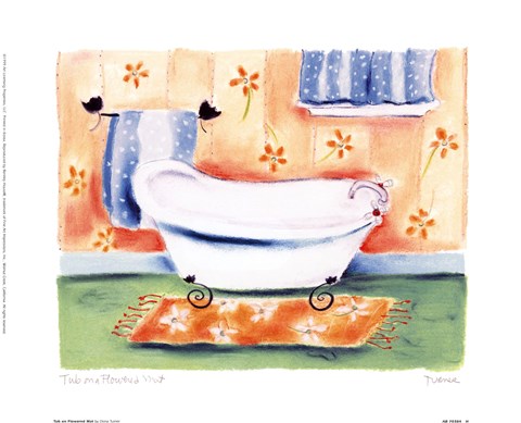Framed Tub On Flowered Mat Print