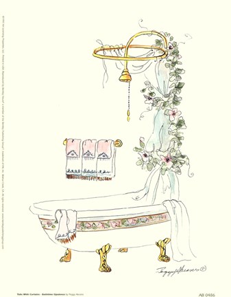 Framed Tubs With Curtains-Bathtime Opulence Print