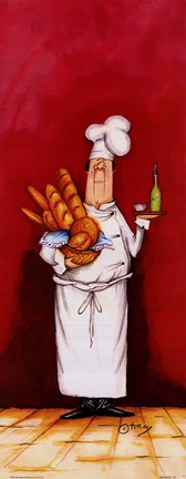 Framed Chef With Bread And Oil Print