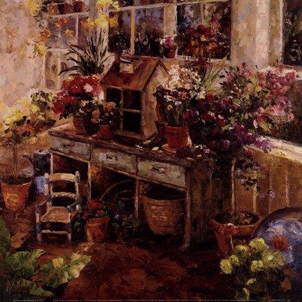 Framed Michelle's Potting Bench Print