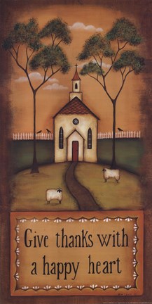 Framed Give Thanks With a Happy Heart Print