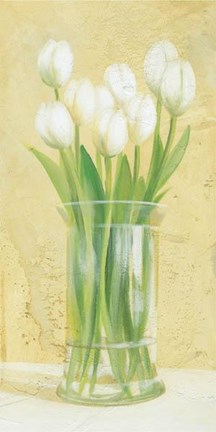 Framed White Tulips In Vase Print