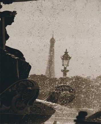 Framed Eiffel Tower Behind Fountain Print