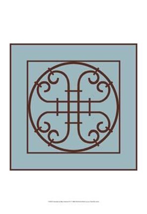 Framed Chocolate And Blue Ironwork IV Print