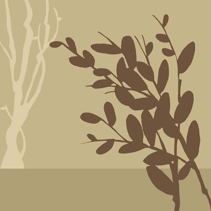 Framed Metro Leaves In Khaki II Print