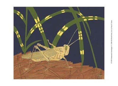 Framed Ornamental Grasshopper I Print
