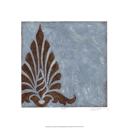 Framed Silver Damask III Print