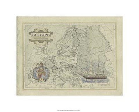 Framed Antique Map Of Europe Print