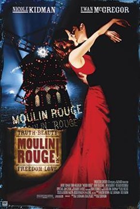 Framed Moulin Rouge-woman in red dress Print