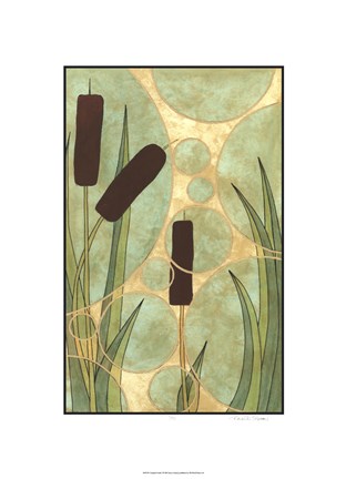 Framed Tranquil Cattails I Print